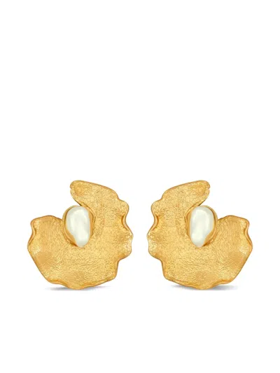 Oscar De La Renta Pearl-detailing Earrings In Gold