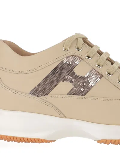 Hogan Sequin-embellished Low-top Trainers In Neutral