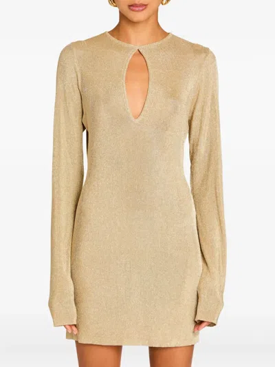 Ser.o.ya Emerie Keyhole Metallic Fine-knit Mini Dress In Gold