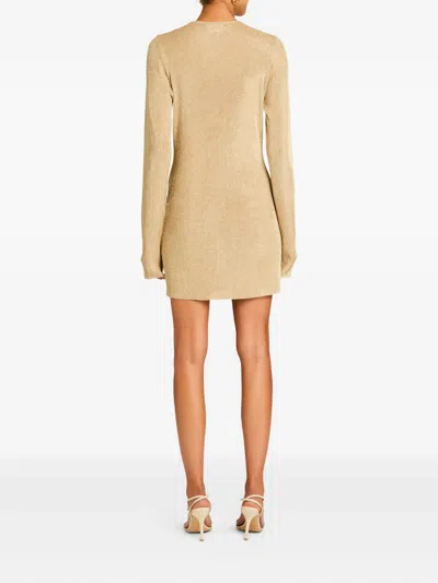 Ser.o.ya Emerie Keyhole Metallic Fine-knit Mini Dress In Gold