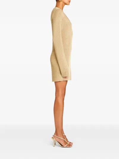 Ser.o.ya Emerie Keyhole Metallic Fine-knit Mini Dress In Gold