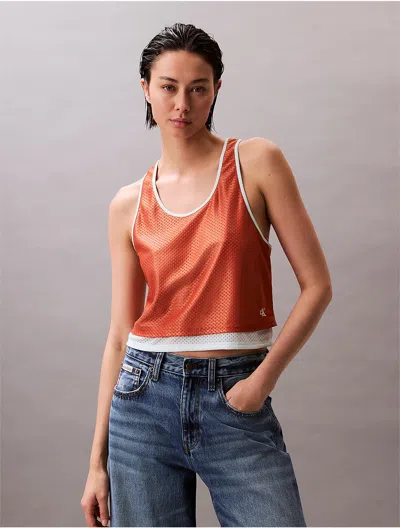 Calvin Klein Jeans Est.1978 Calvin Klein Women's Pride Mesh Tank Top In Orange