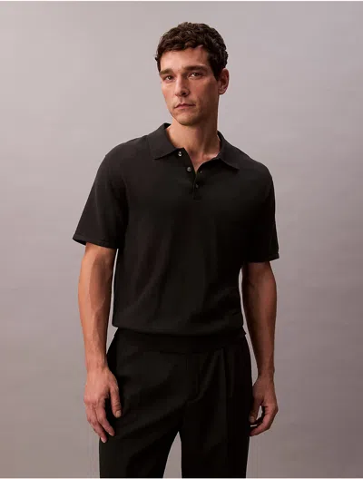 Calvin Klein Short-sleeved Polo Shirt In Black