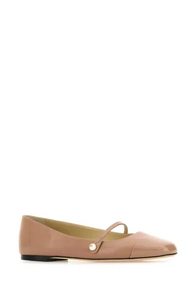 Jimmy Choo Skin Pink Nappa Leather Ballerinas In Brown