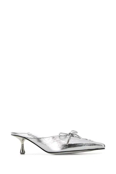 Jimmy Choo 50mm Scarlett Lace-up Pointed-toe Mules In Silver