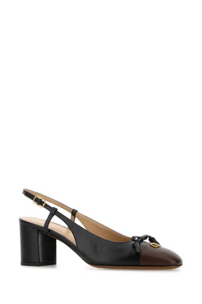 Valentino Valet Du Roi Vlogo Leather Slingback Pumps In Black