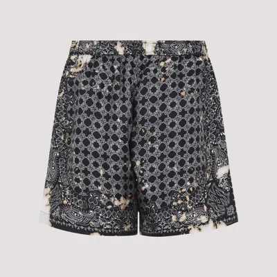 Amiri Men Black Ma Quad Bleach Bandana Shorts In Gray