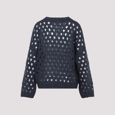 Brunello Cucinelli Sequin-embellished Open-knit Sweater In Blue