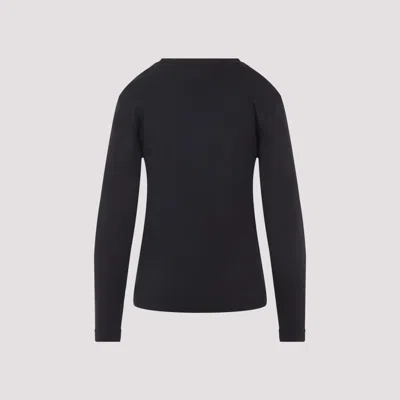 Lemaire Ribbed Crew Neck Long Sleeve Top In Black