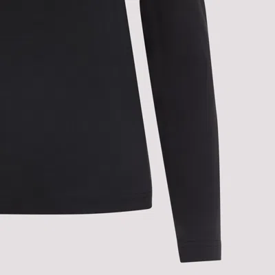 Lemaire Ribbed Crew Neck Long Sleeve Top In Black