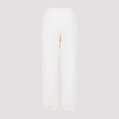 Moncler Cotton Fleece Track Pants With Elastic Cuffs In White
