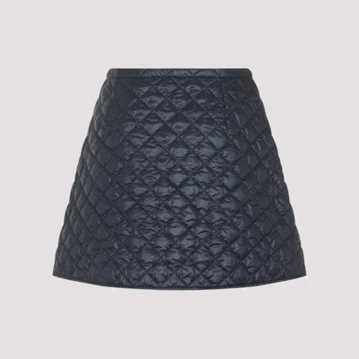 Moncler Navy Blue Diamond-quilted Mini Skirt In Blue