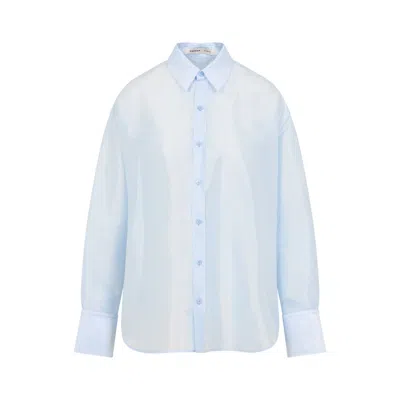 Carven Logo Embroidered Buttoned Shirt In Blue