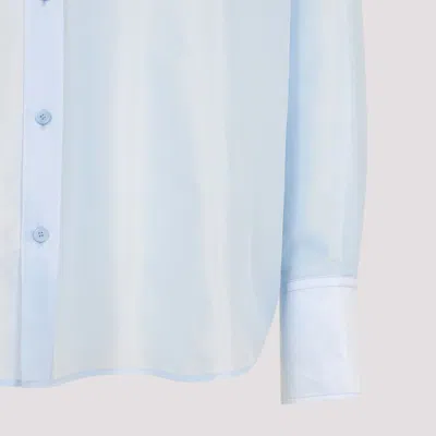 Carven Logo Embroidered Buttoned Shirt In Blue