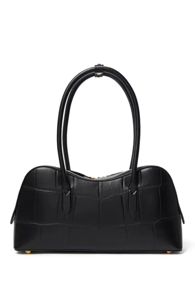 Stella Mccartney 'ryder' Black Medium Handbag With Padlock Detail On The Front And Two Top Handles In Black