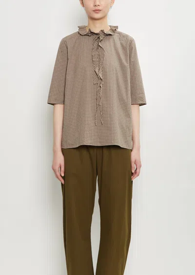 Apuntob Cotton Ruffle Collar Top In Neutral
