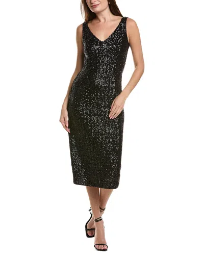 Michael Kors Portrait-neck Sleeveless Sequined Stretch Dress In Black