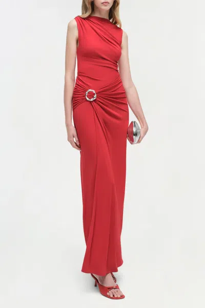 Simkhai Blaine Jersey Gown In Crimson In Red