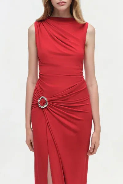 Simkhai Blaine Jersey Gown In Crimson In Red