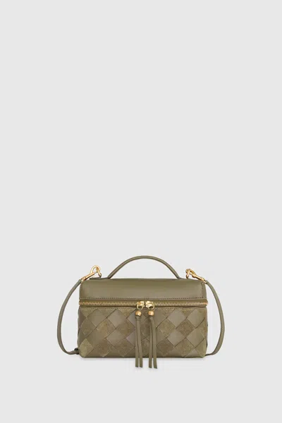Rebecca Minkoff Frankie Small Woven Leather Train Case In Green