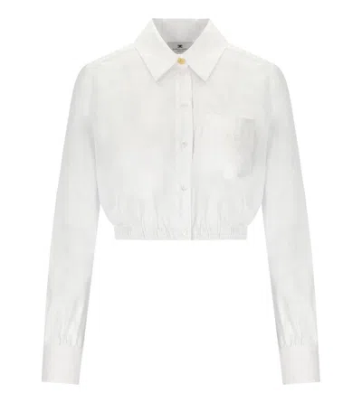 Elisabetta Franchi White Cotton Cropped Shirt In White