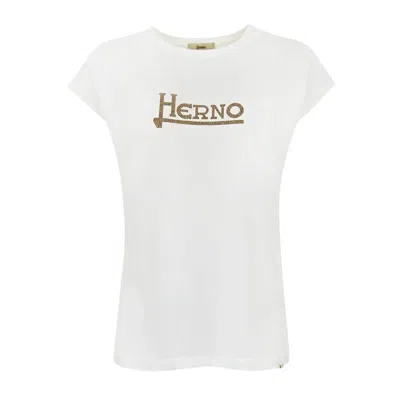 Herno White Interlock Jersey Logo T-shirt In White
