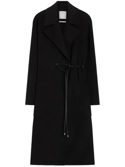 Sportmax Belted Double-breasted Coat In Black