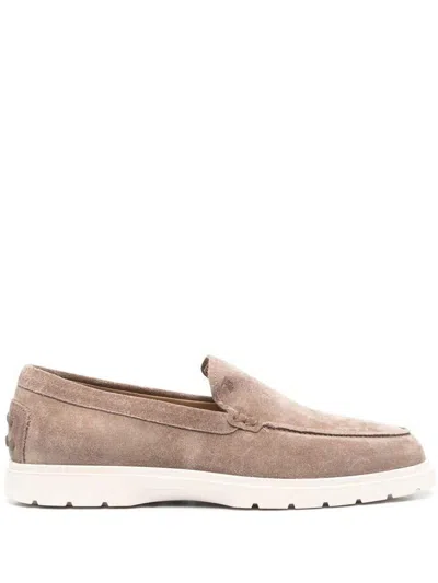 Tod's Grey Suede Leather Loafers