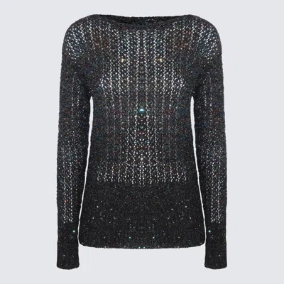 Maison Margiela Dark Blue Battered Sequin Knit Top