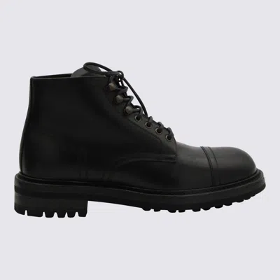 Dolce & Gabbana Lace-up Leather Boots Men In Black