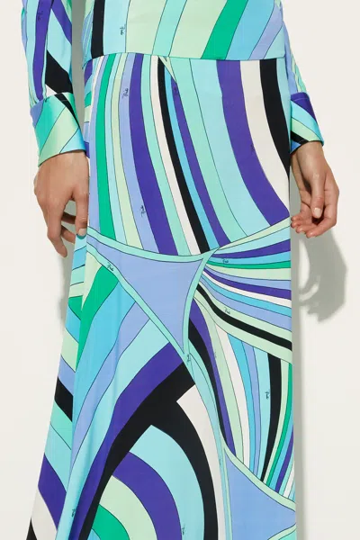 Pucci Iride-print Long Jersey Skirt In Verde Lilla In Multi