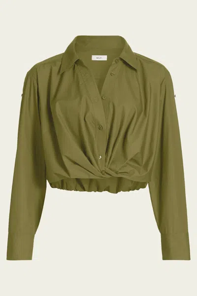 A.l.c Leo Cropped Cotton Shirt In Hazel