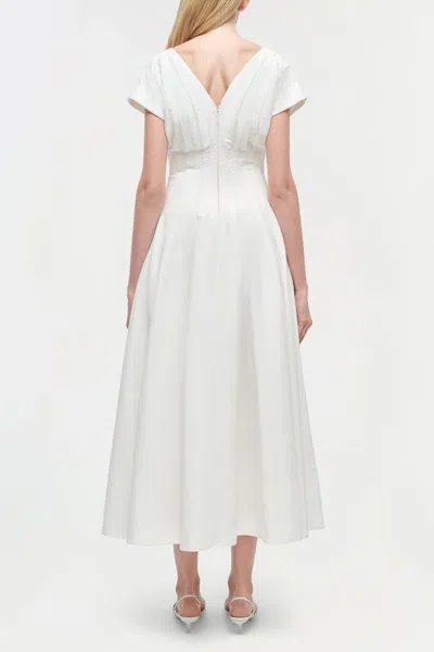Simkhai Nina Pleated Cotton-blend Poplin Midi Dress In White