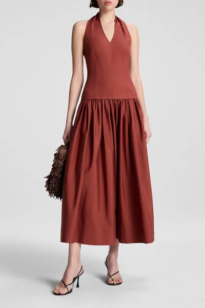 A.l.c Nora Cotton Midi Dress In Dark Bosco