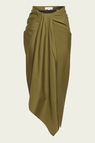 A.l.c Rhodes Draped Cotton Midi Skirt In Hazel