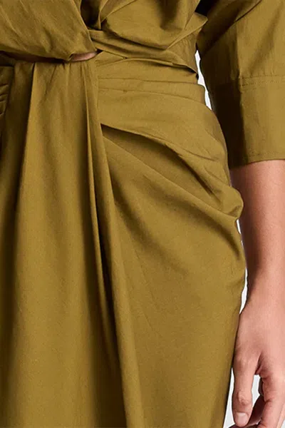 A.l.c Rhodes Draped Cotton Midi Skirt In Hazel
