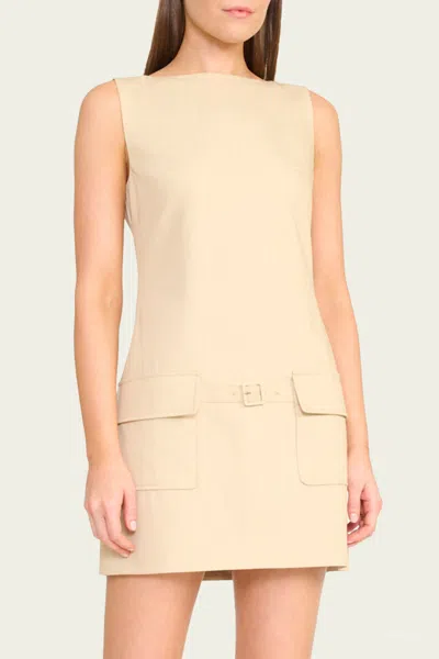 Staud Sheila Dress In Tan Pinestripe