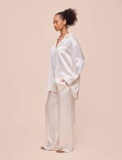 Papinelle Audrey Mulberry Silk Wide Leg Pant In White