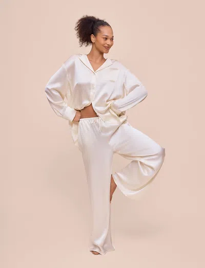 Papinelle Audrey Mulberry Silk Wide Leg Pant In White