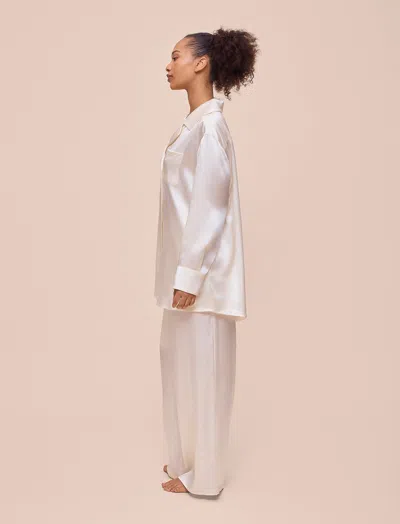 Papinelle Audrey Mulberry Silk Wide Leg Pant In White