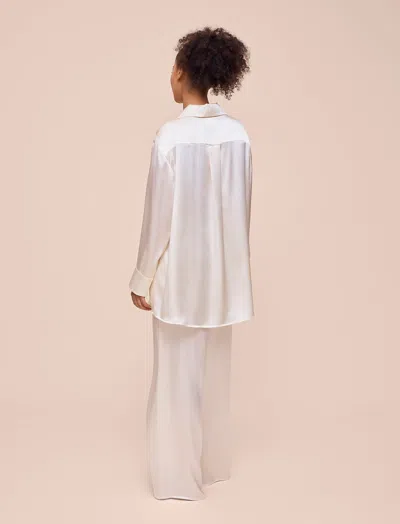 Papinelle Audrey Mulberry Silk Wide Leg Pant In White