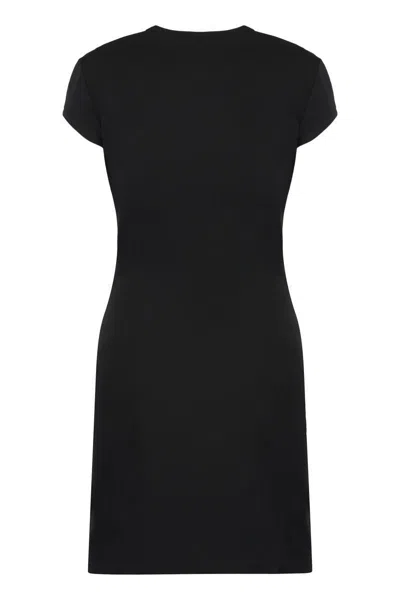 Diesel Women Abito Corto Con Dettaglio Oval D Cut Out In Cotone Stretch Nero Donna In Black