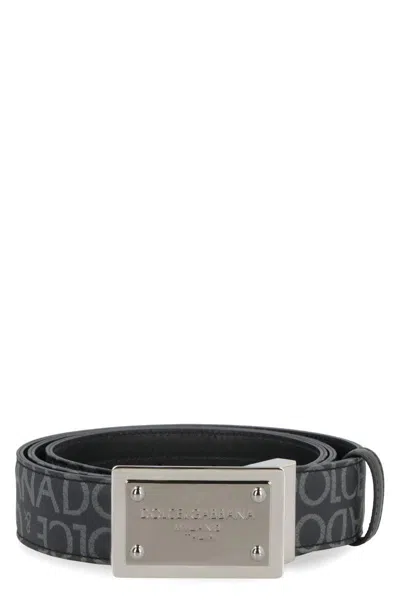 Dolce & Gabbana Logo Reversible Belt In Gray