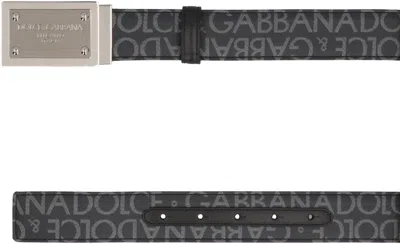 Dolce & Gabbana Logo Reversible Belt In Gray