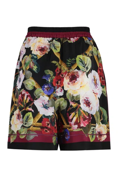 Dolce & Gabbana Floral-print Silk Pajama Shorts In Multi