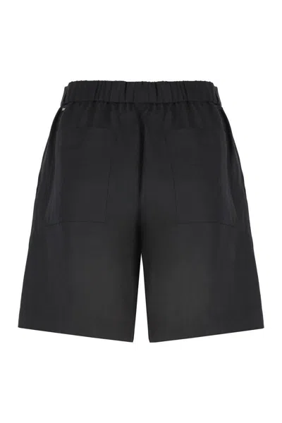 Calvin Klein Wide Lyocell Linen Shorts In Black