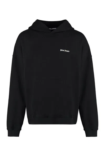 Palm Angels Brand-embroidery Kangaroo-pocket Relaxed-fit Cotton-jersey Hoody In Black