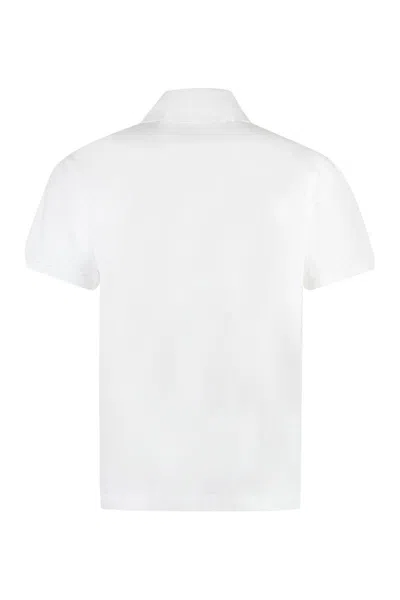 Palm Angels White Polo Shirt With Classic Collar And Logo On The Front In White
