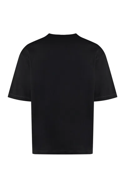 Dsquared2 Black T-shirt With Contrasting Icon Print In Cotton Man In Black