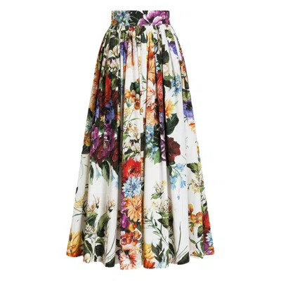 Dolce & Gabbana High-waisted Skirt With A Floral Bouquet Print In Multi
